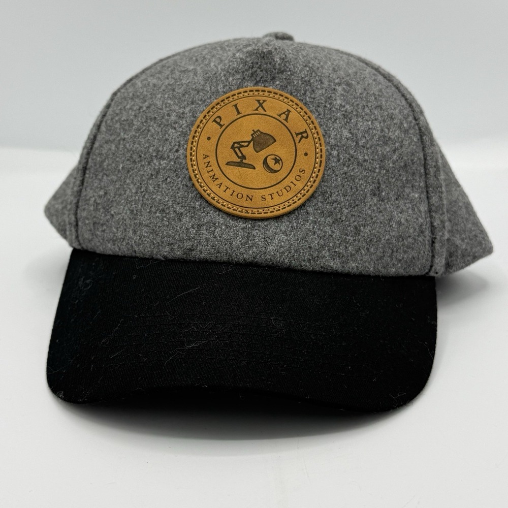 Disney Pixar Animation Studios Hat Cap Gray Felted Wool Blend Adjustable Strap